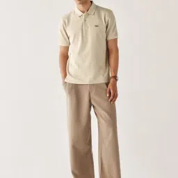 Andamen Khaki Regular Fit Solid Polo T-Shirt image 4