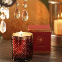 Pure Home and Living Red Glass Rose & Summer Berry Printed Jar Candle (150ml)-picture-19