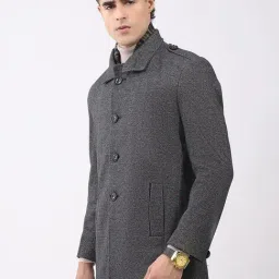 Monte Carlo Grey Regular Fit Self Design Coat image 3