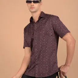 Crimsoune Club Wine Cotton Slim Fit Floral-image-28