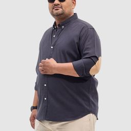 Snitch Men Plus Size Classic FitButton-Down Collar Solid Cotton Casual Shirt-picture-0