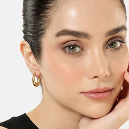 indiifuz Avyana Gold Plated Classic Oval Hoop Earrings image 5