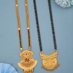 Bhanu diam Gold-Plated & Black Brass Mangalsutra-image-44