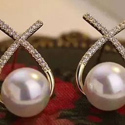 Celestria Artificial Stones Studded Contemporary Shaped Drop Earrings image 5