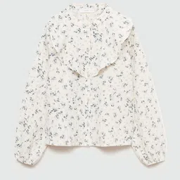 Mango Kids Girls Floral Print Puff Sleeve  Shirt Style Top with Ruffle Detail-picture-21