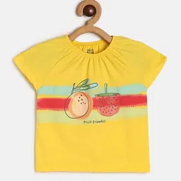 MINI KLUB Infants Girls Graphic Printed Round Neck Cotton Top-image-5