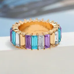 Arzonai Zircon Wild Square Metal Ring-picture-21