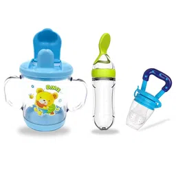 Chinmay Kids Straw Feeding Sipper Anti Spill for Kids Fruit Feeder And Soother - Made of Food-Grade Material, 100% free of BPA  (Blue-Green-Blue)-image-97