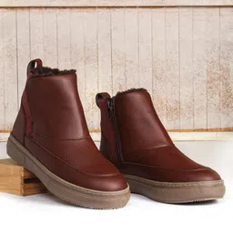 Pine Kids Slip On Winter Boots With Zipper Closure - Brown-picture-20