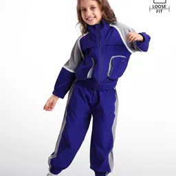 Ollington St. Taffeta Winter Wear Set of Color Blocked Full Sleeves Zipper Jacket & Joggers - Royal Blue-picture-28