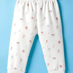 Simply Knit Full Length Fleece Pant With House Print - Off White-picture-12