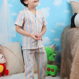 Polka Tots Boys Striped Pure Cotton Night suit-picture-8