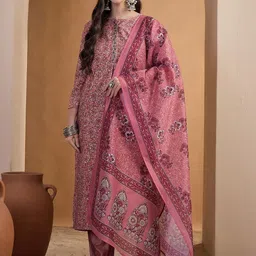 MASSTANI BY INDDUS Women Floral Printed and Hand Embroidered Kurta Set with Dupatta-picture-29