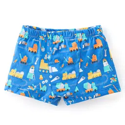 Babyhug 100% Cotton Single Jersey Knit Trunk Stripes & Construction Vehicle Print Pack of 3 - Yellow & Blue image 2