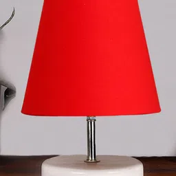 Devansh Red cotton Round Wood white Table Lamp image 2