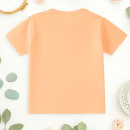 KNITROOT Cotton Lycra Knit Halloween Theme Half Sleeves Boo Text Printed Tee - Peach image 3