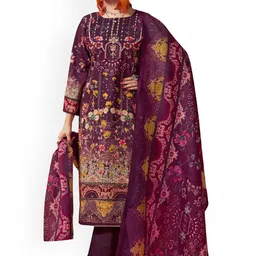 DRAVINAM Trends Floral Printed Pure Cotton Sequinned Unstitched Dress Material-image-50