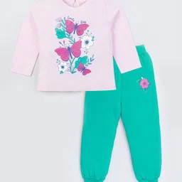YK Girls Printed Top with Pyjamas image 1