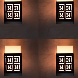 Gojeeva Black 4 Pieces Wooden Square Shaped Wall Lamps-picture-15