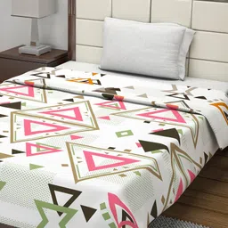 Divine Casa Cotton 120 GSM Single Bed AC Dohar Geometric Print - Frost Grey White image 3
