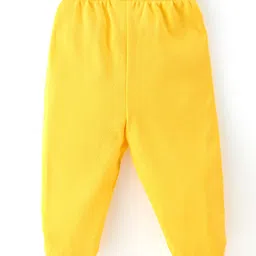 Babyhug Cotton Footed Bootie Leggings Striped & Dino Print Pack of 3 - White Blue & Yellow image 3