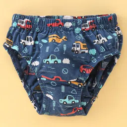 Revvo Junior Cotton Knit Briefs with Air plane & Car  Print Pack of 2 - Multicolour image 3