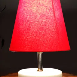 Devansh Red cotton Round Wood white Table Lamp image 3