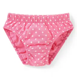 Babyhug 100% Cotton Knit Panties with Deer & Polka Dot Print Pack of 3 - Pink & Green image 4