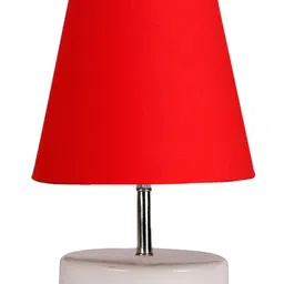 Devansh Red cotton Round Wood white Table Lamp image 4
