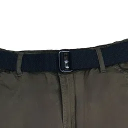 CAVIO Cotton Dont Stop Text Printed Cargo Trousers With Belt - Olive Green image 5