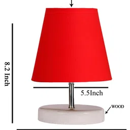 Devansh Red cotton Round Wood white Table Lamp image 5