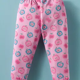 Tango Looper Knit Full Sleeves Winter Wear Hooded T-Shirt & Lounge Pant Set with Apple Print - Dark Pink image 5