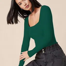 Maheshvi Women Sakira Solid Square Neck Fitted Top image 2