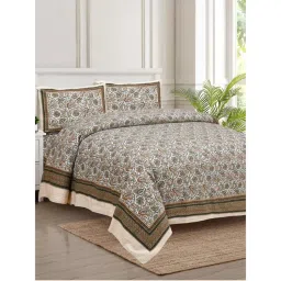 JAIPUR FABRIC 180 TC Florets Musk Cotton Double King Bedsheet with Pillow Covers-picture-26