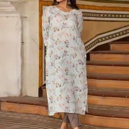 Eeshva India Powder Blue Rangaa Re Amber Pure Linen Kurta image 3