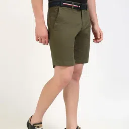 Tommy Hilfiger Army Green Cotton Regular Fit Shorts image 4