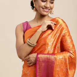 MIMOSA Orange & Maroon Ethnic Motifs Saree image 1