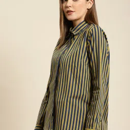 Hancock Navy & Yellow Cotton Striped Shirt image 3