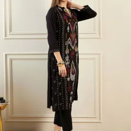 Indo Era Black Printed Straight Kurta image 3