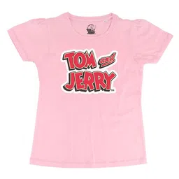 tom & jerry Tom  Jerry Girls Pink Printed  Pure Cotton T-shirt-picture-14