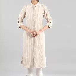 AURELIA Women Beige Striped Kurta-image-56
