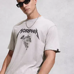WROGN Printed Drop-Shoulder Sleeves Pure Cotton Oversized T-shirt image 1