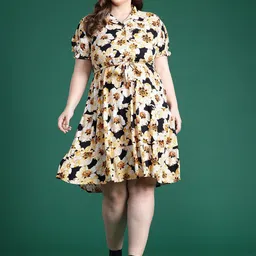 DressBerry Curve Floral Print A-Line Dress-image-9