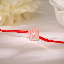 GIVA 925 Silver Rose Gold Lambodara Thread Rakhi-image-9