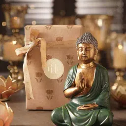 Pure Home and Living Green & Gold Polyester Antique Finish Buddha Figurine-picture-21