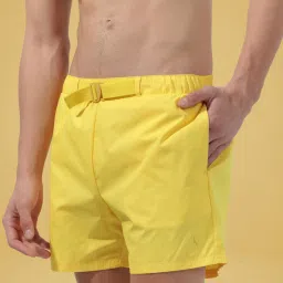 Rare Rabbit Yellow Regular Fit Solid Shorts image 3