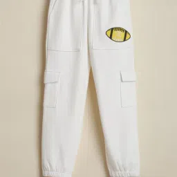 Allen Solly Boys White Cotton Regular Fit Embroidered Track Pants-picture-24