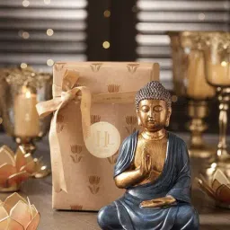 Pure Home and Living Blue & Gold Polyester Antique Finish Buddha Figurine-image-28