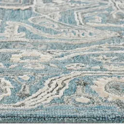 saraswatii global Blue & Beige Ethnic Motifs Anti-Skid Woollen Carpet image 3