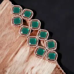 OOMPH Green Stones Double Layer IndoWestern Bracelet-image-63